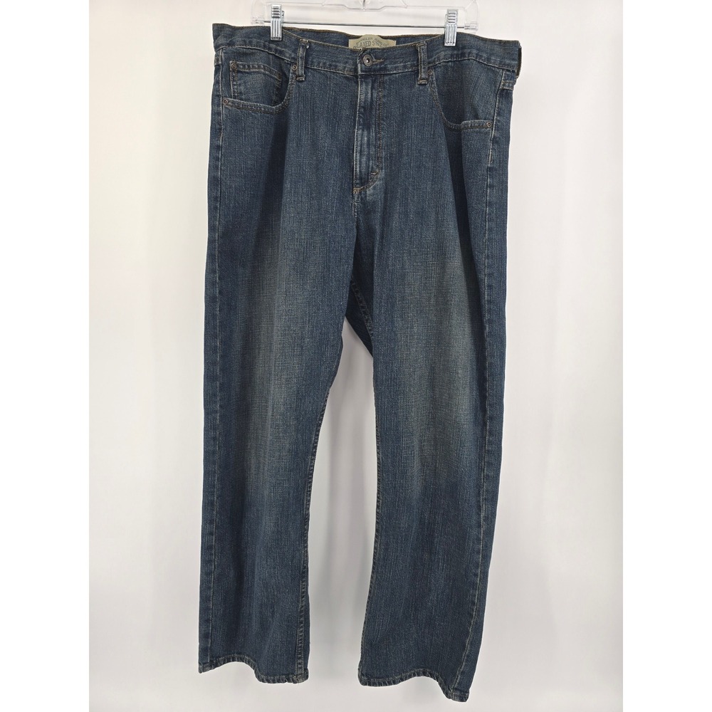 Wrangler Jeans Co Mens 38x32 Relaxed Straight Dark Wash Denim Jeans 99APWEB